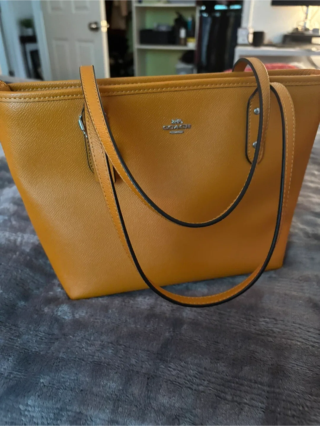 Coach Mustard Yellow Leather Tote Bag image indicator(3)