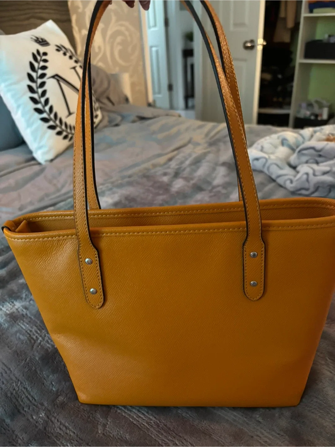 Coach Mustard Yellow Leather Tote Bag image indicator(2)