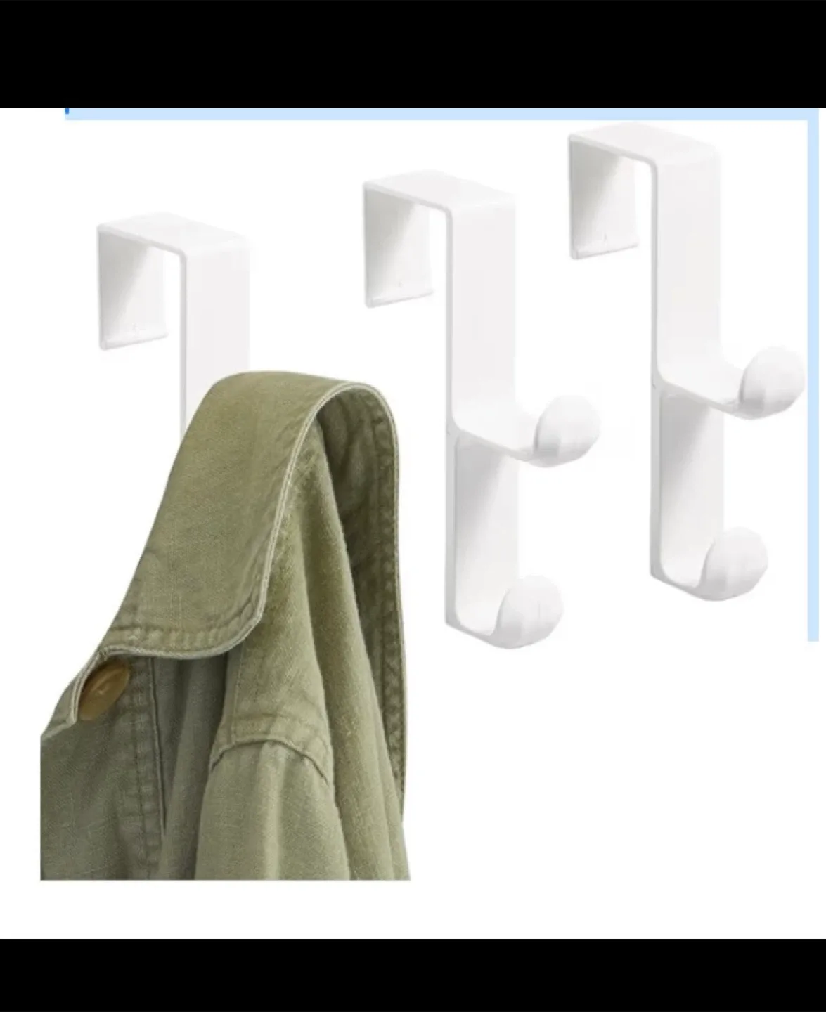 Over The Door Plastic Dual Hook Hanger set of 3 image indicator(2)