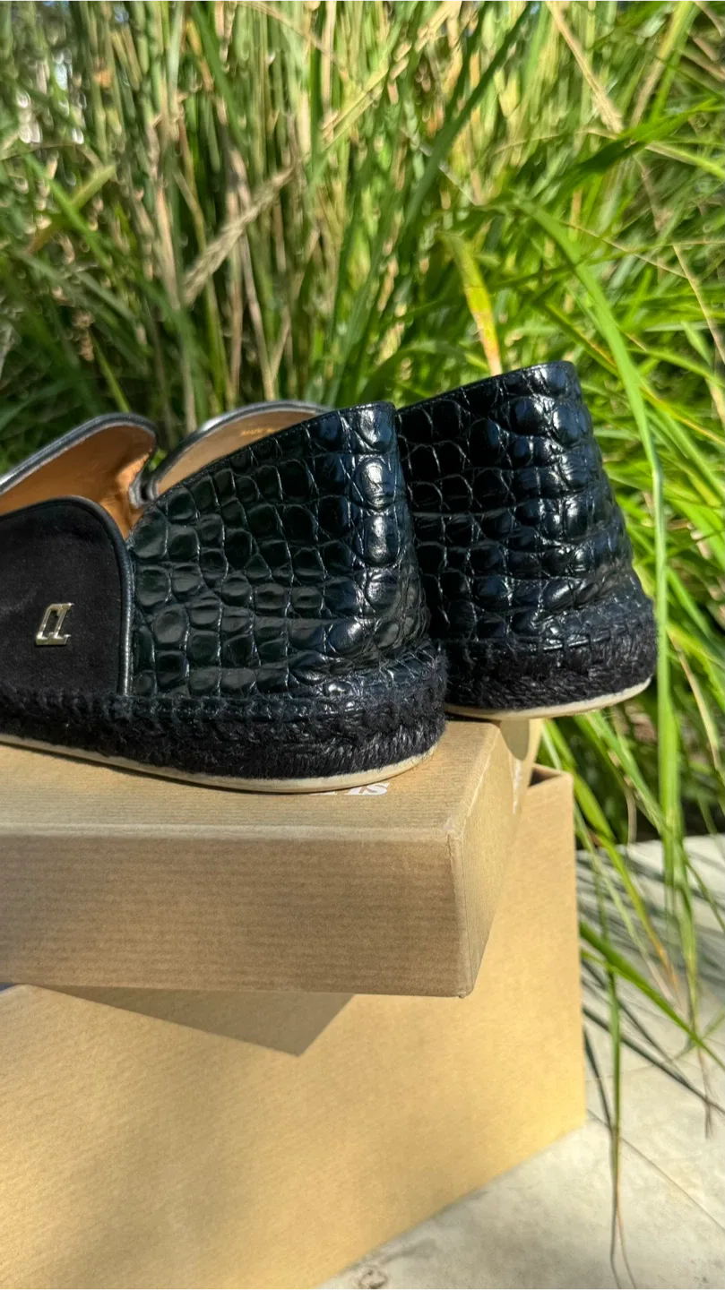 CHRISTIAN LOUBOUTIN Black Espadon Flat Crosta Clf Ali Black Men image indicator(2)