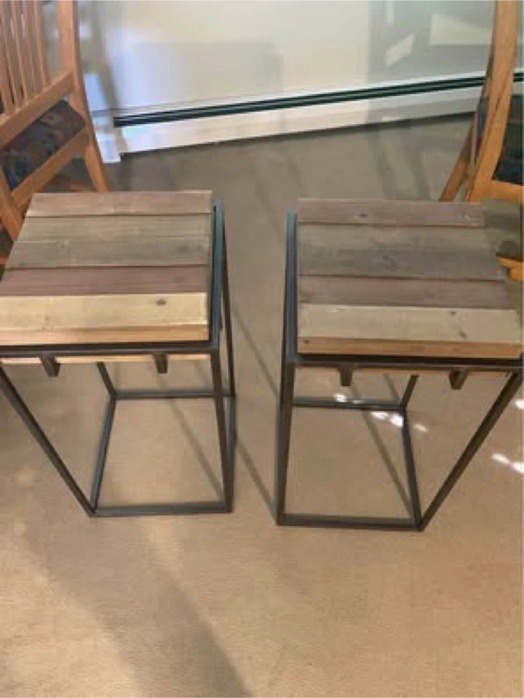 Set of 2 Wood and Metal Side Tables image indicator(2)