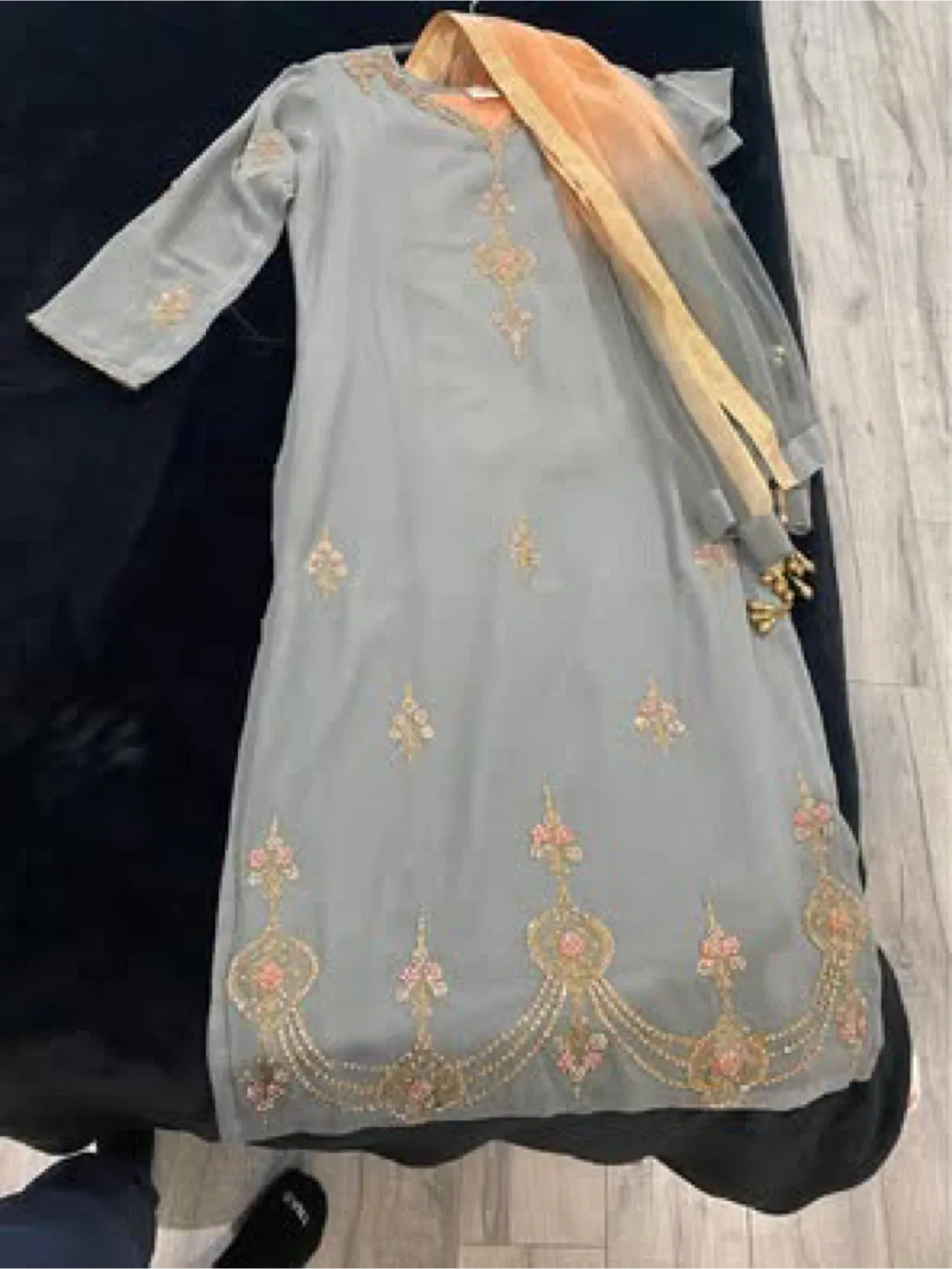 Grey Embroidered Shalwar Kameez thumbnail