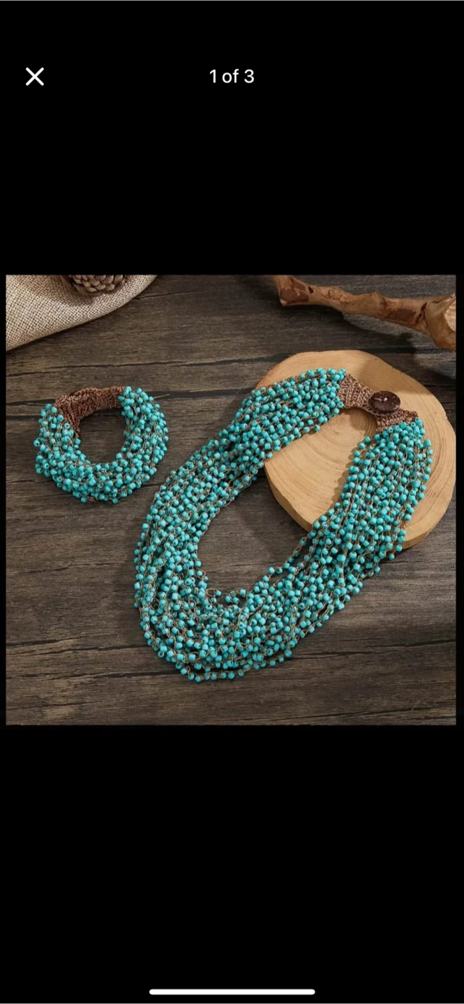Turquoise Beaded Necklace & Bracelet Set