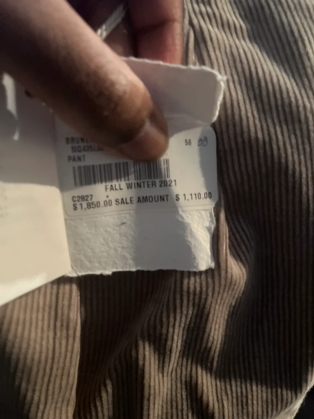 Brunello Cucinelli Corduroy Pants, Size 56 image indicator(2)