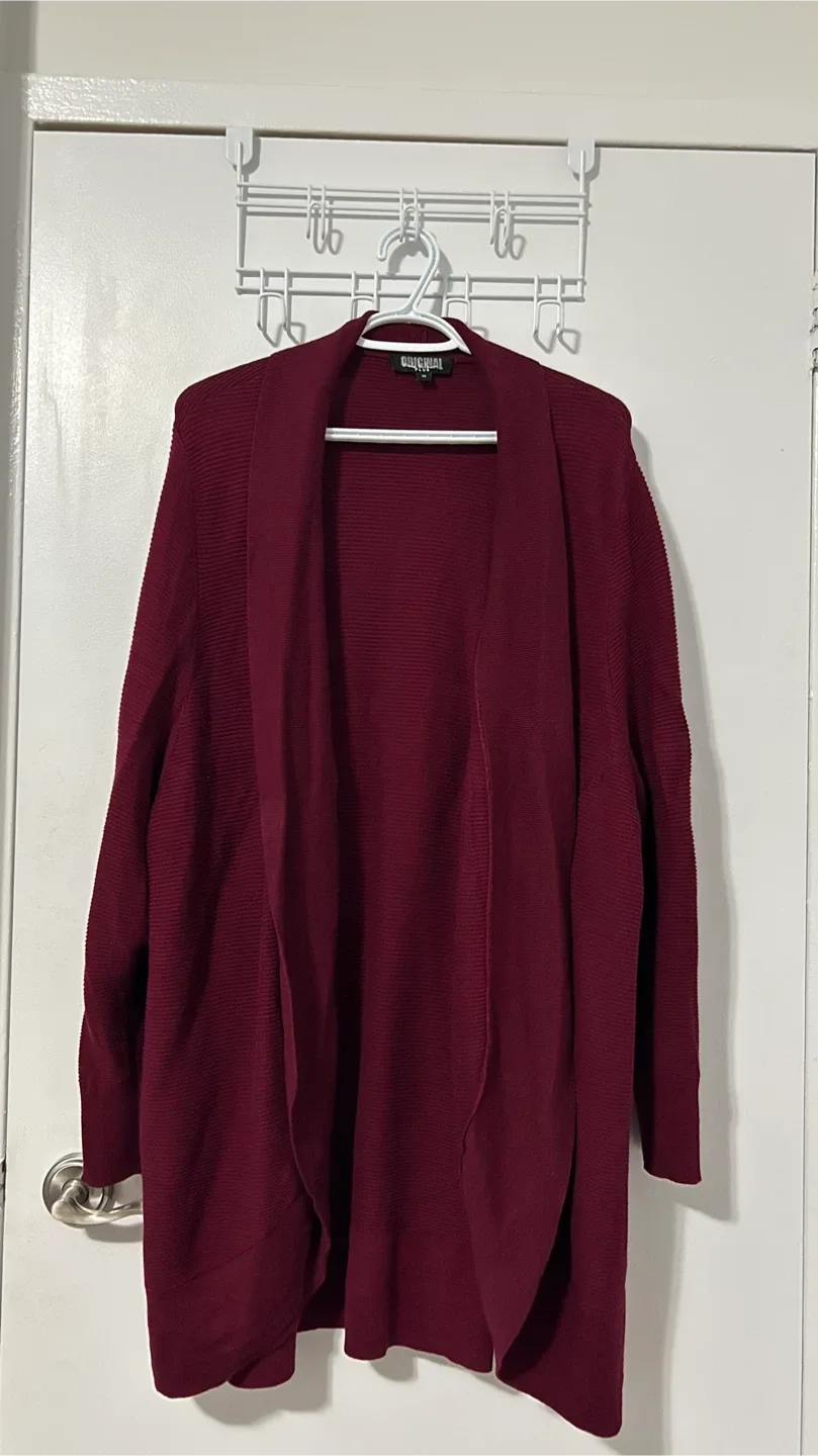 Nicole Miller Original Plus 3X Burgundy Cardigan