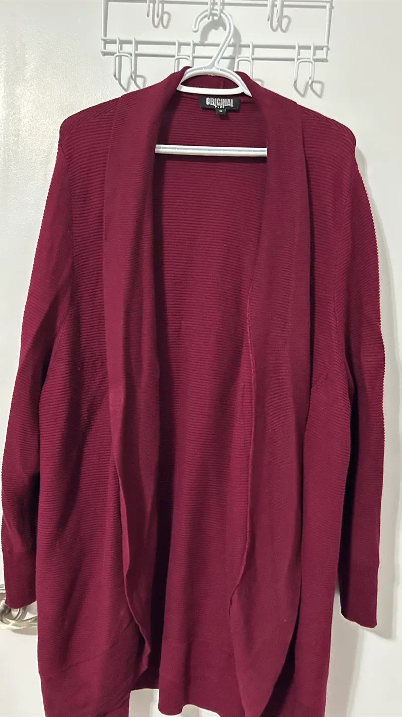 Nicole Miller Original Plus 3X Burgundy Cardigan image indicator(3)