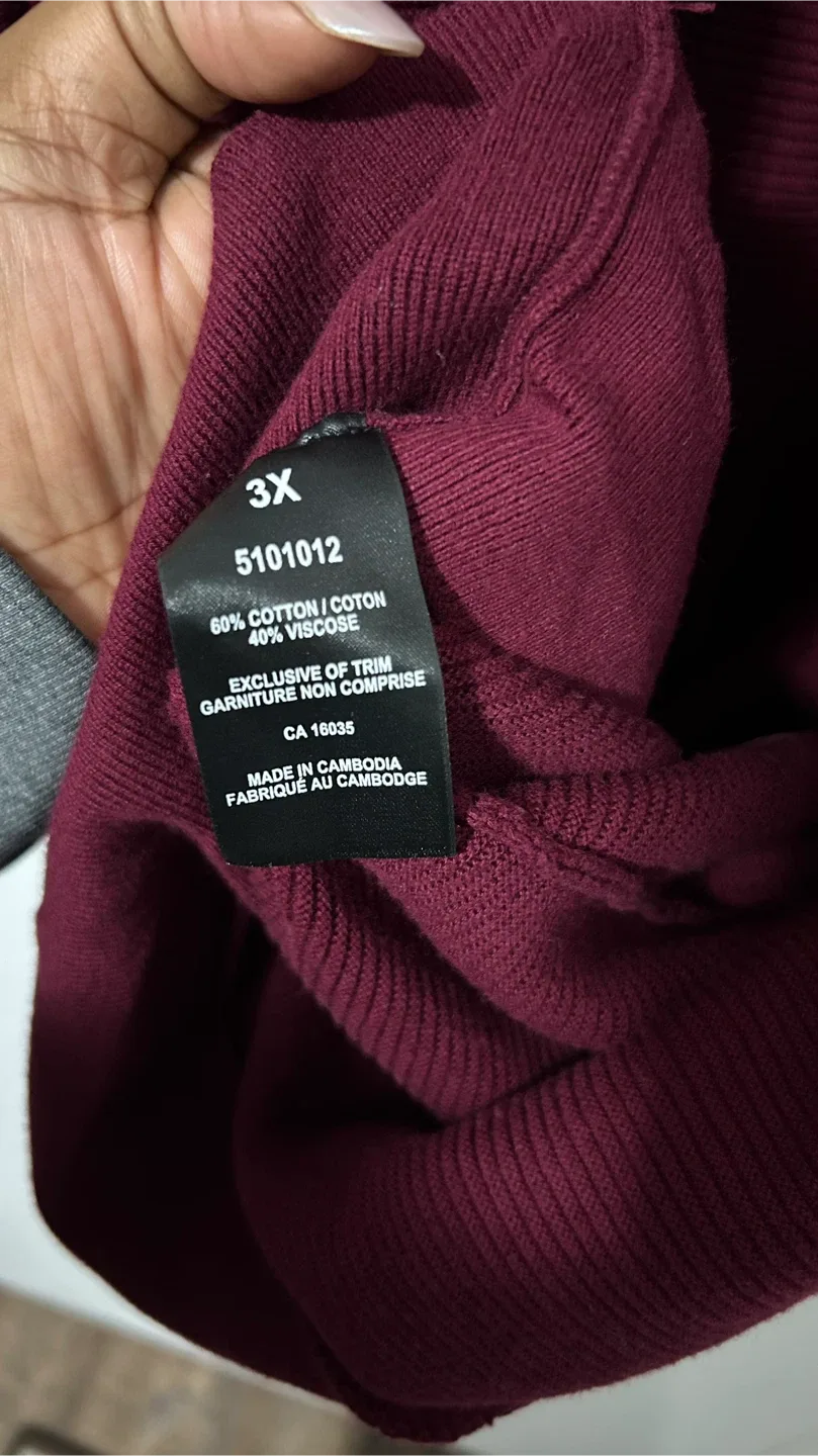 Nicole Miller Original Plus 3X Burgundy Cardigan image indicator(2)
