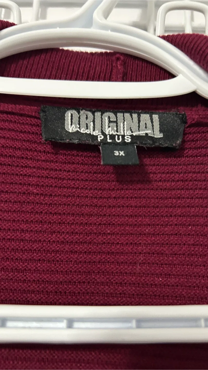 Nicole Miller Original Plus 3X Burgundy Cardigan image indicator(4)