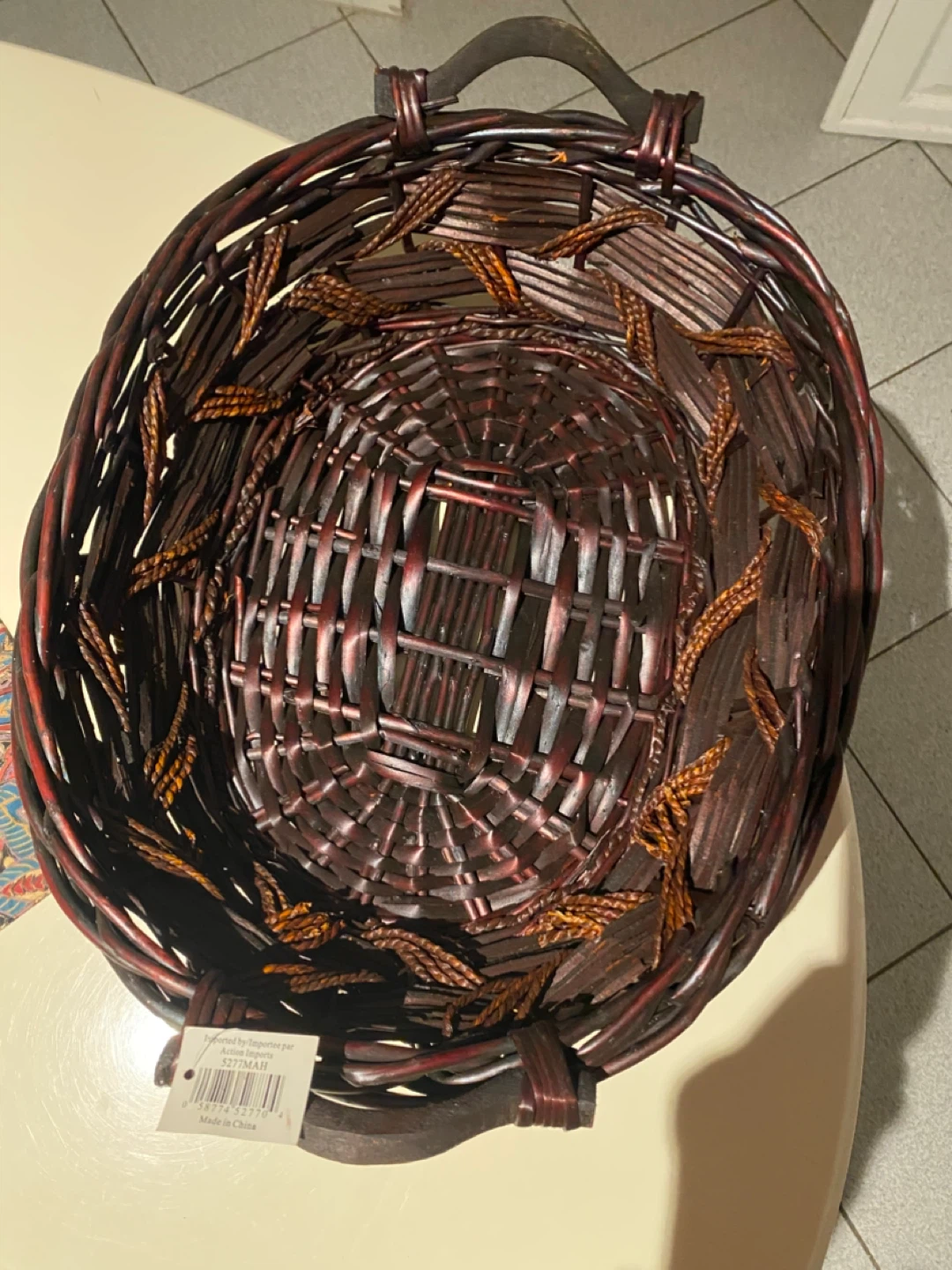 Wicker Basket with Handles - Brown