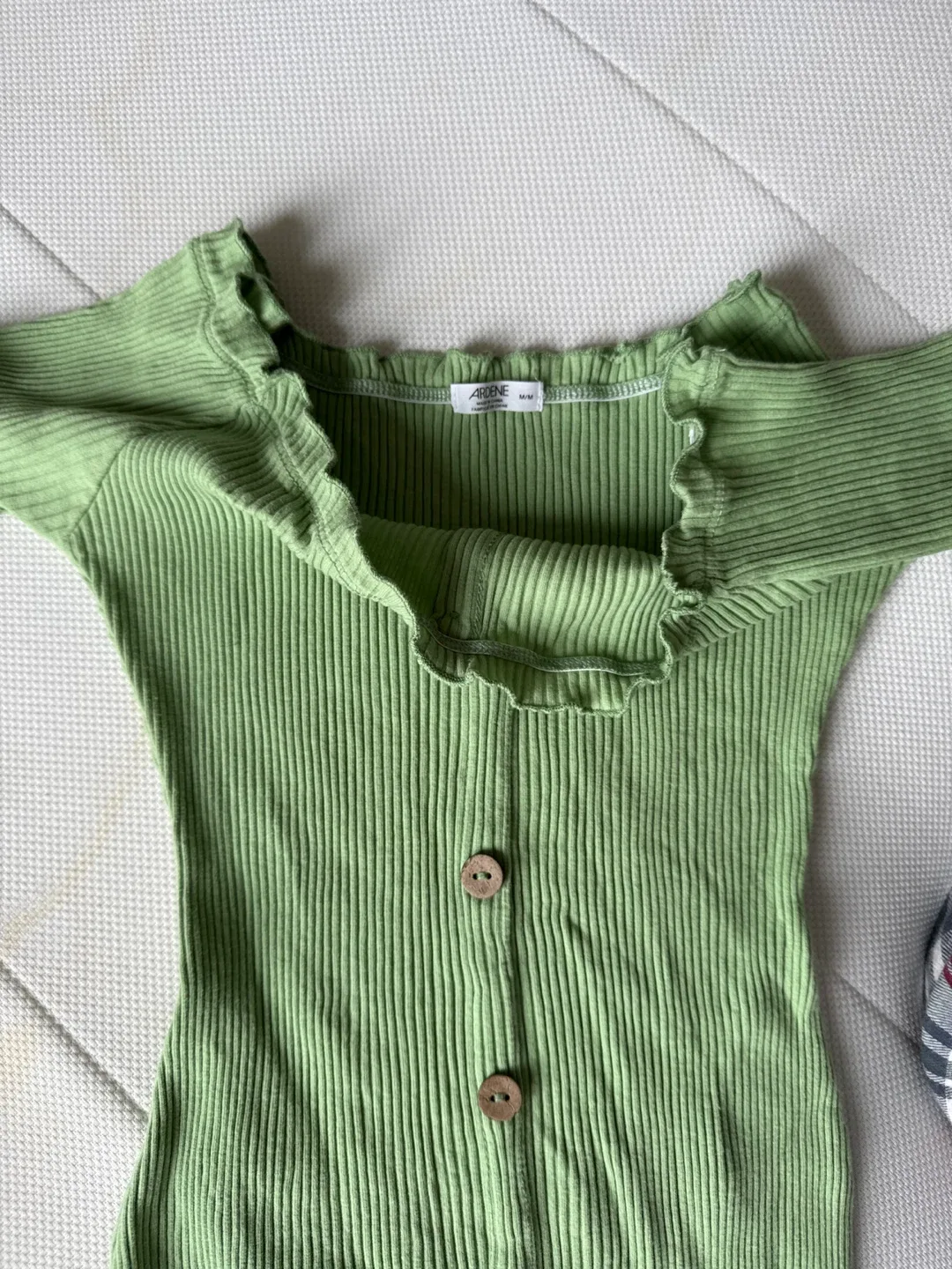 Arden Green Ribbed Button Dress - Size M image indicator(3)