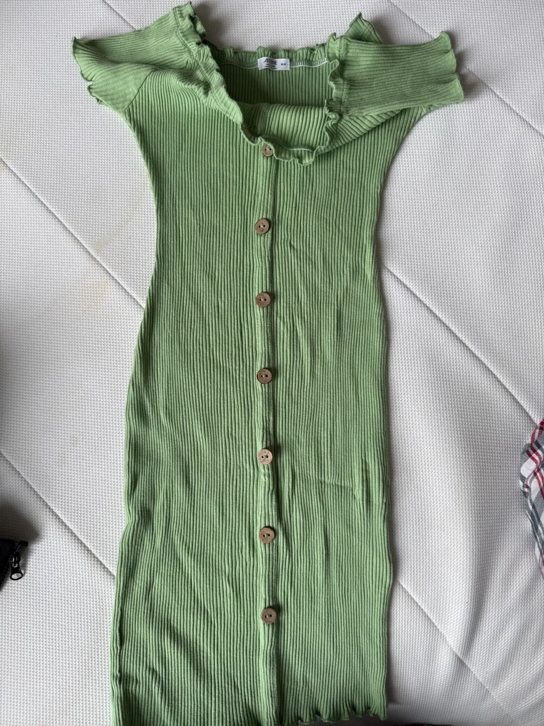 Arden Green Ribbed Button Dress - Size M image indicator(4)