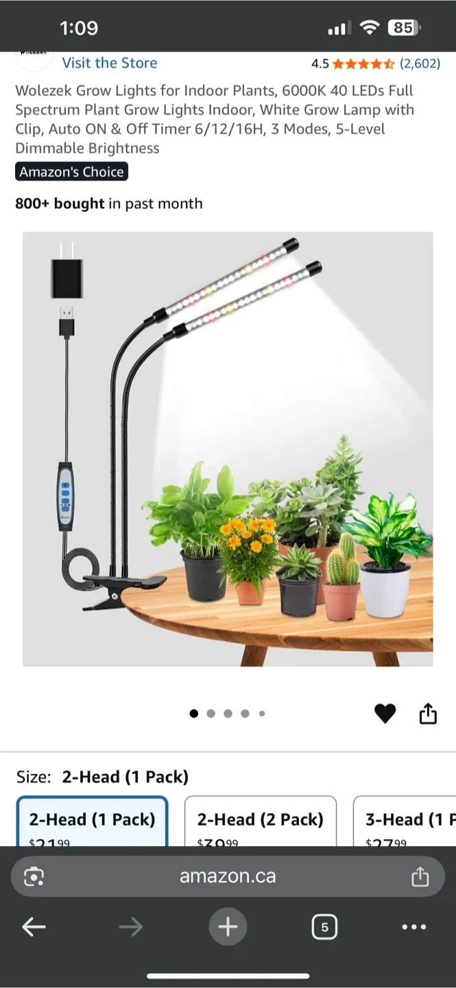 Wolezek Grow Lights for Indoor Plants - 2-Head image indicator(3)