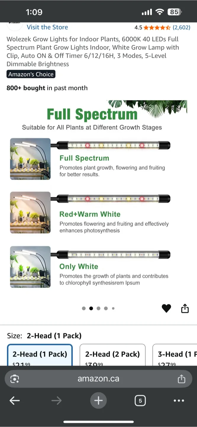 Wolezek Grow Lights for Indoor Plants - 2-Head image indicator(4)