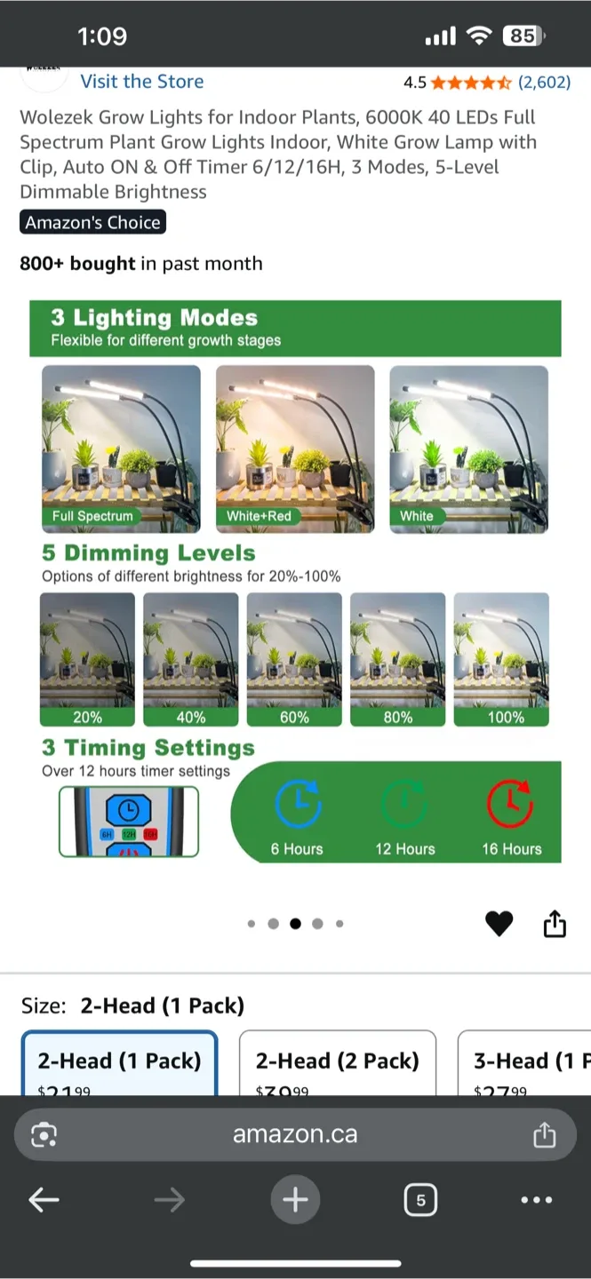 Wolezek Grow Lights for Indoor Plants - 2-Head image indicator(5)