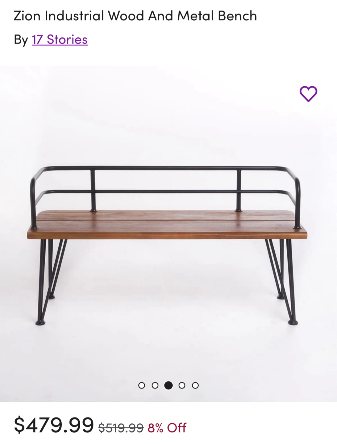 Industriak Wood and Metal Bench - photo 3