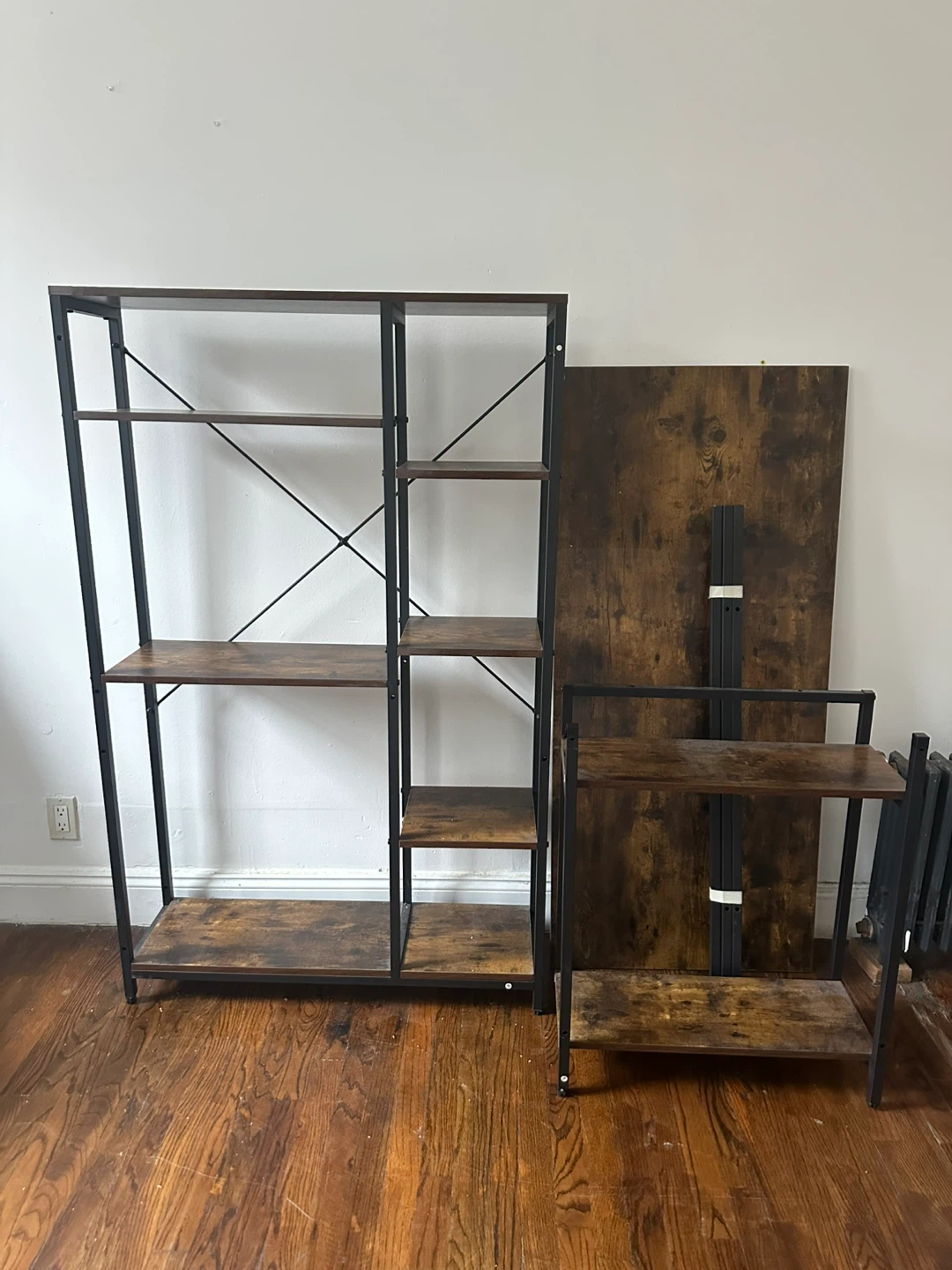 Rustic Brown Computer Desk with Shelves - photo 2