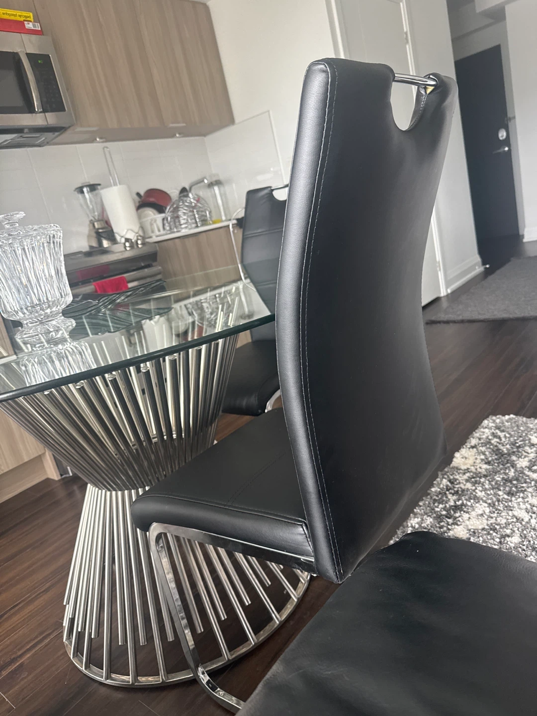 Glass Top Dining Table with 4 Black Chairs - photo 4