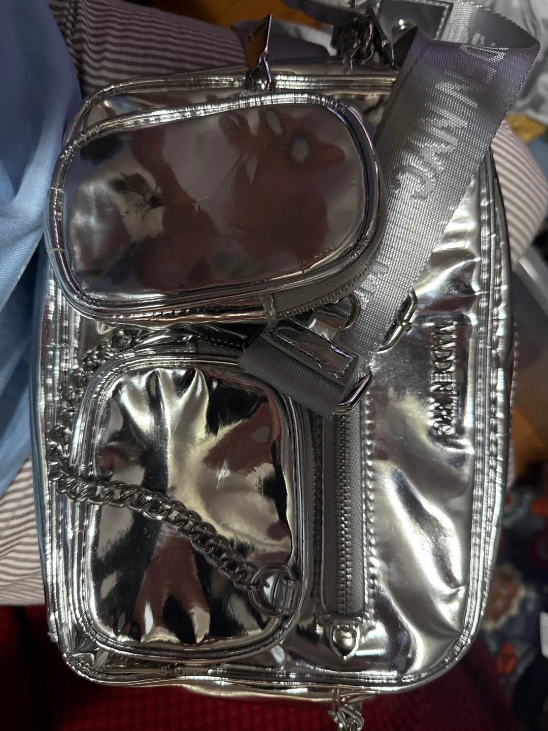 Madden Girl Silver Mini Backpack