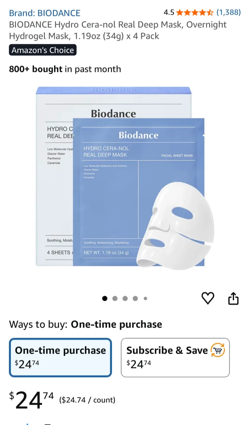 BIODANCE Hydro Cera-nol Real Deep Mask (1 pack X 4 masks) image indicator(2)