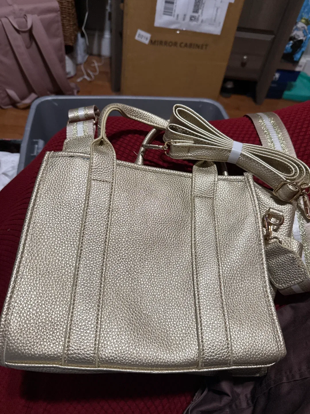 Gold Tote Bag with Strap