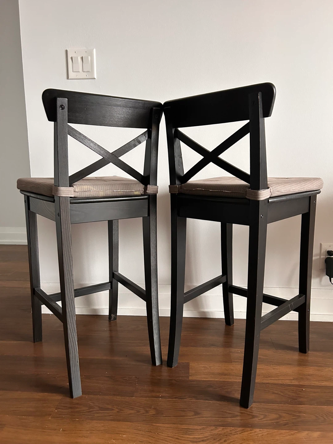 IKEA Ingolf Bar Stools x 2 + chair pads x 2 - photo 2