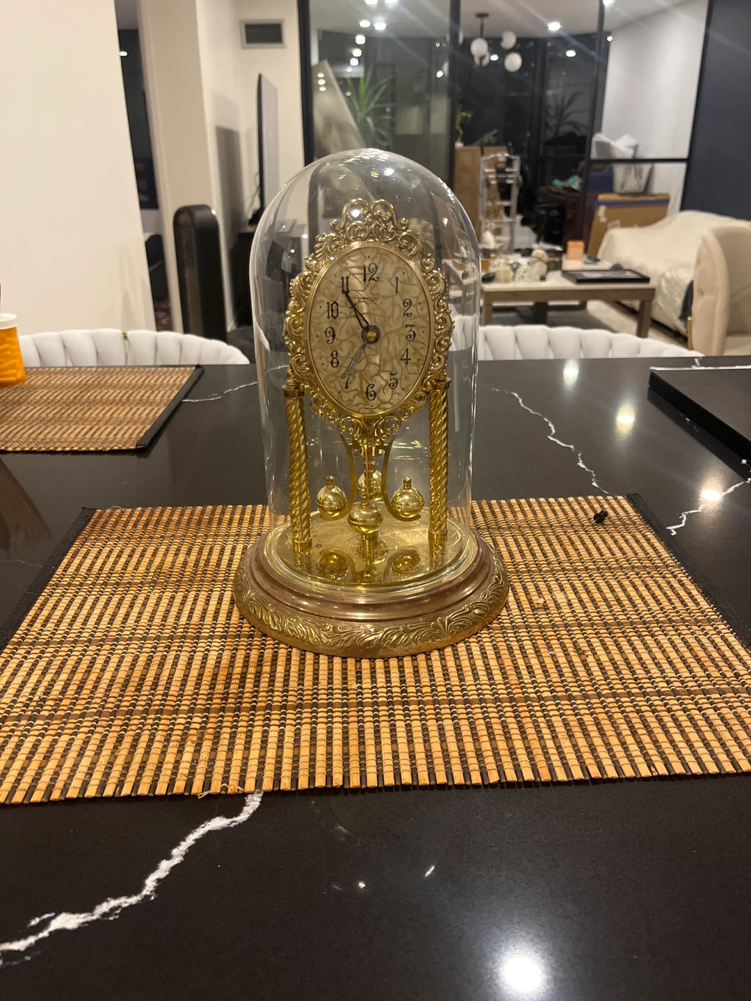 Vintage Anniversary Clock with Glass Dome