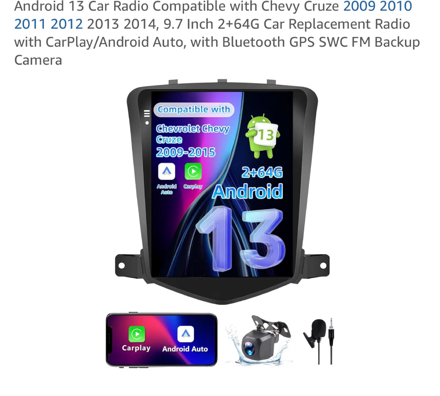 Android 13 Car Radio for Chevy Cruze (2009-2015)
