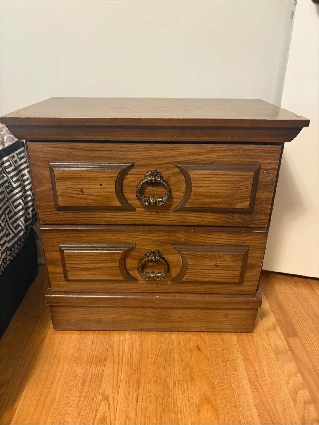 Wooden Two-Drawer Nightstand