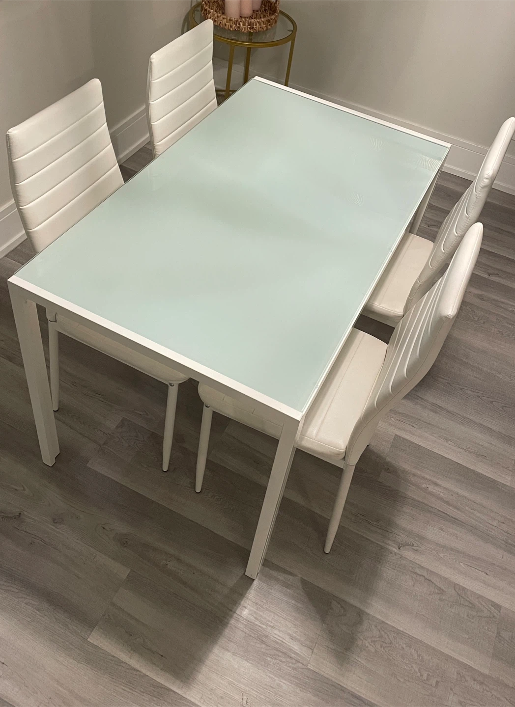 White Dining Table with 4 Chairs