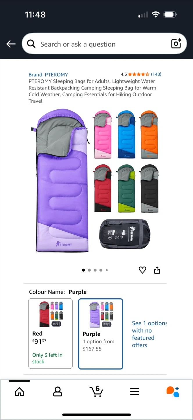 PTEROMY Purple Sleeping Bag - Lightweight, Water Resistant