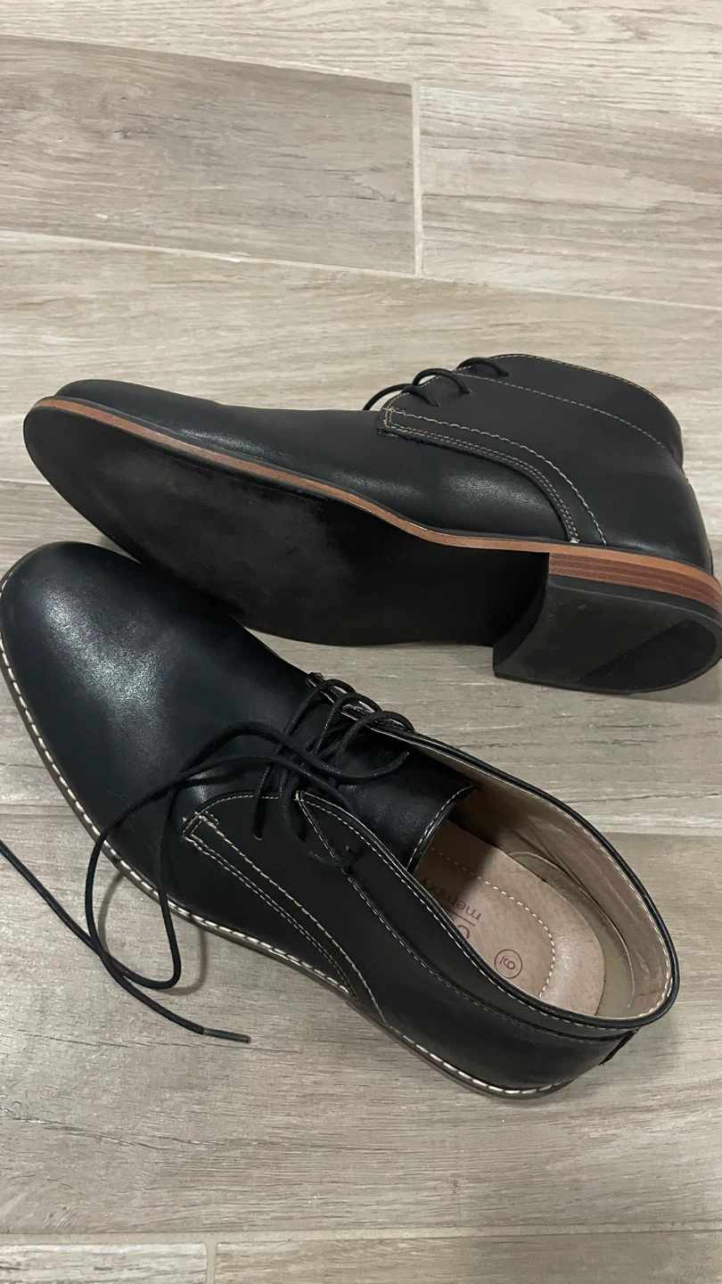 Men's Black Leather Chukka Boots, Size 9 - photo 4