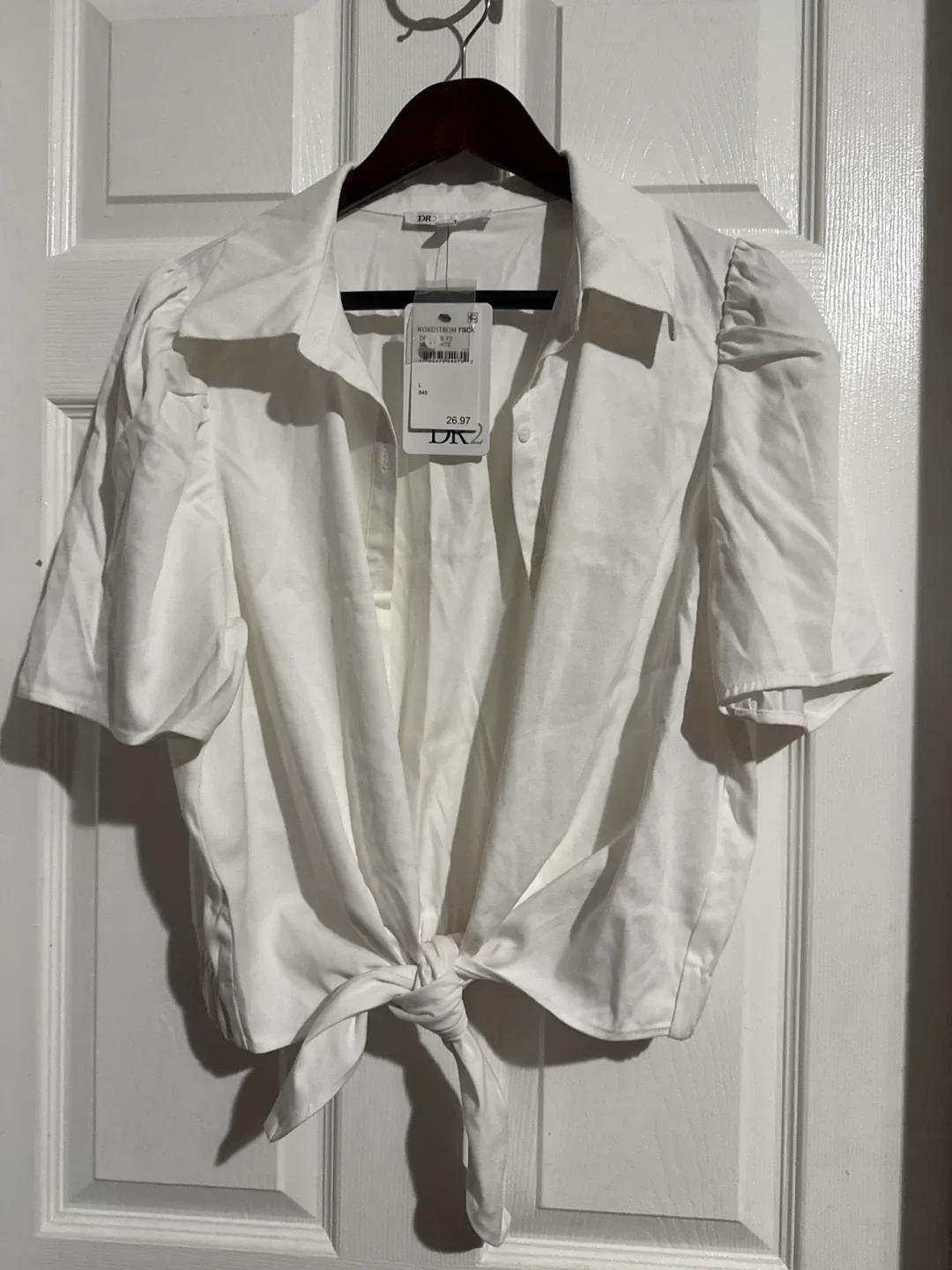 DK2 White Tie-Front Top - Size L
