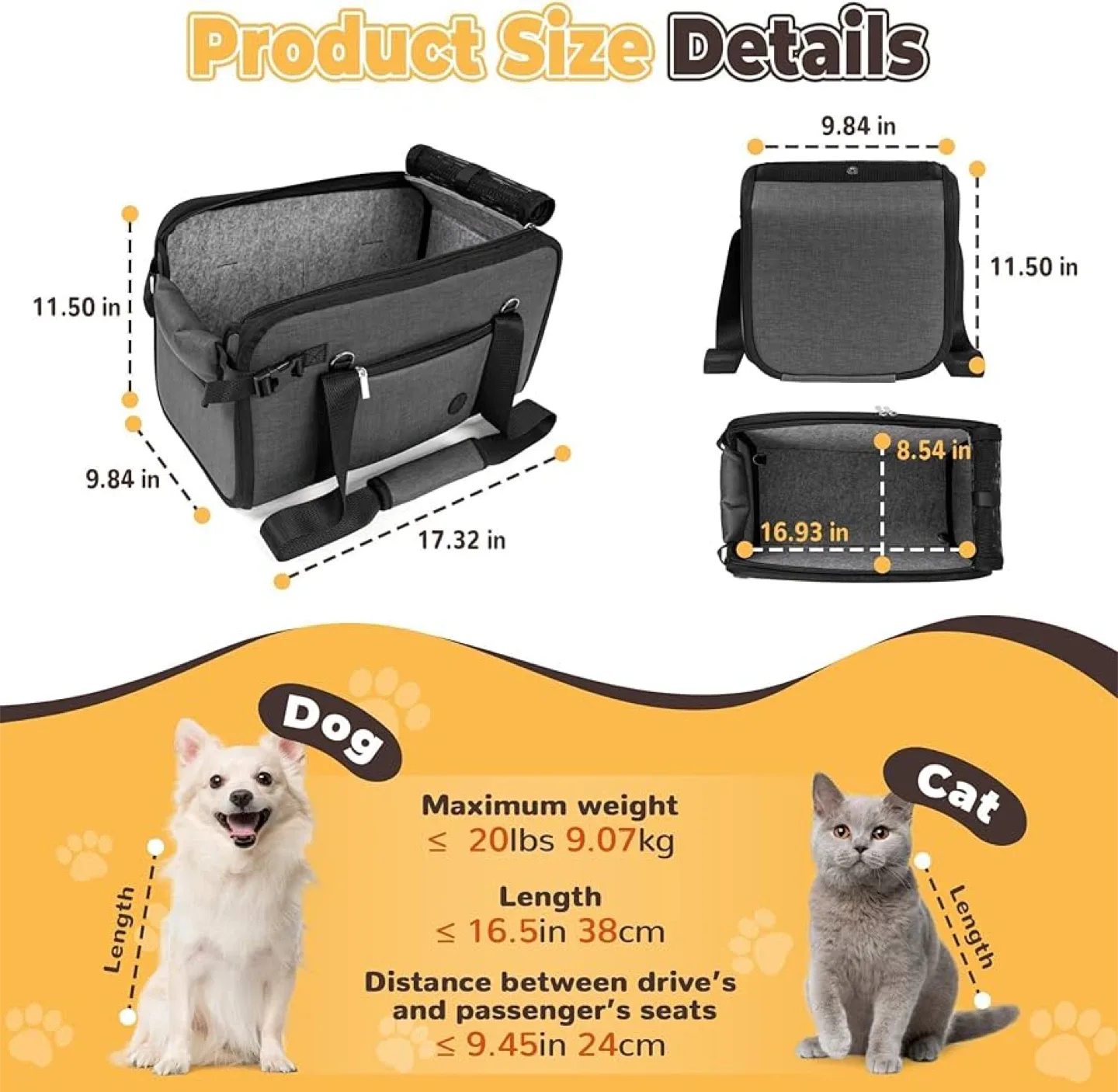 YUDODO Large Dog Car Seat for Center Console - New image indicator(2)