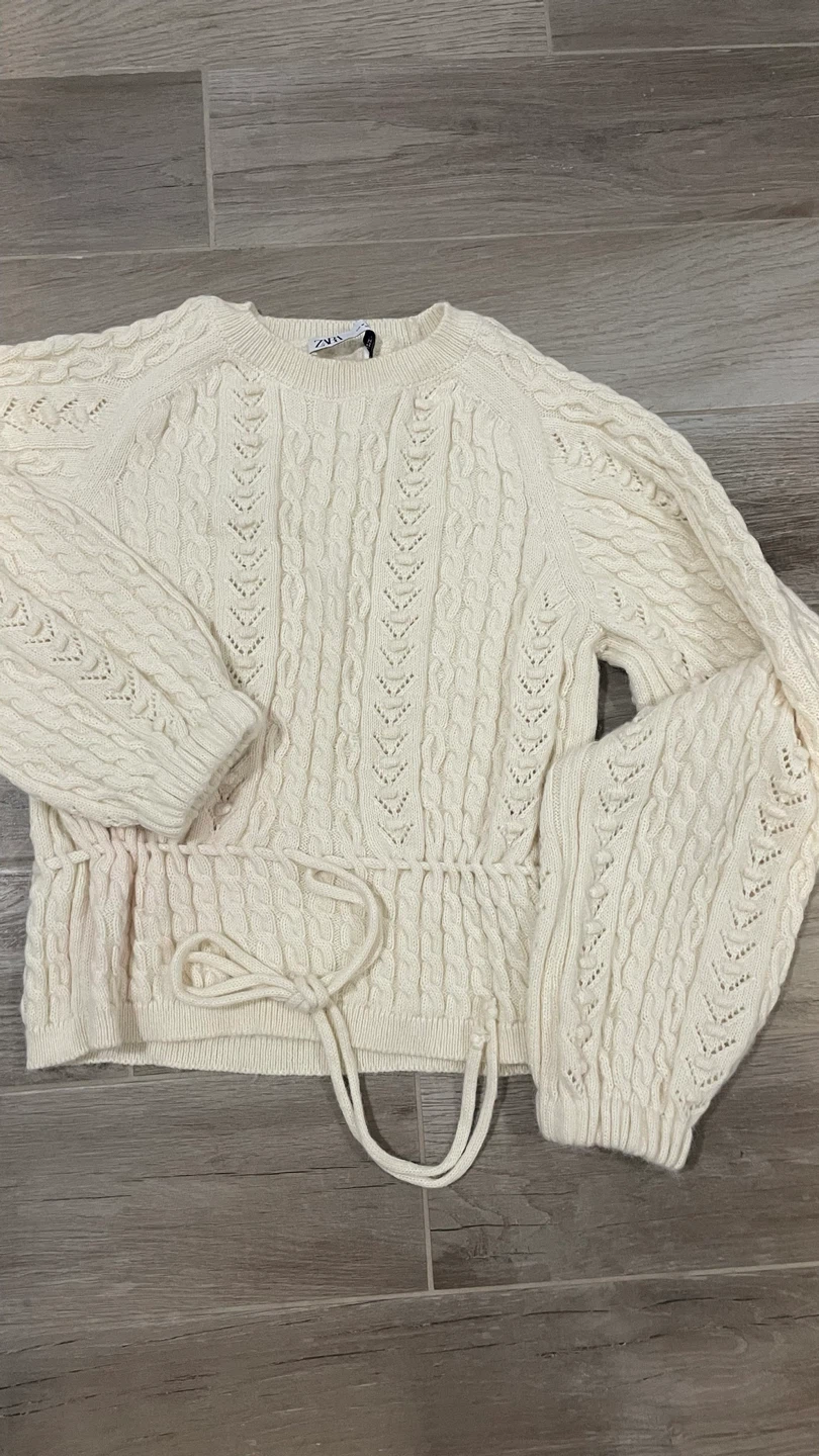 Zara Cream Cable Knit Sweater - Size M - photo 2