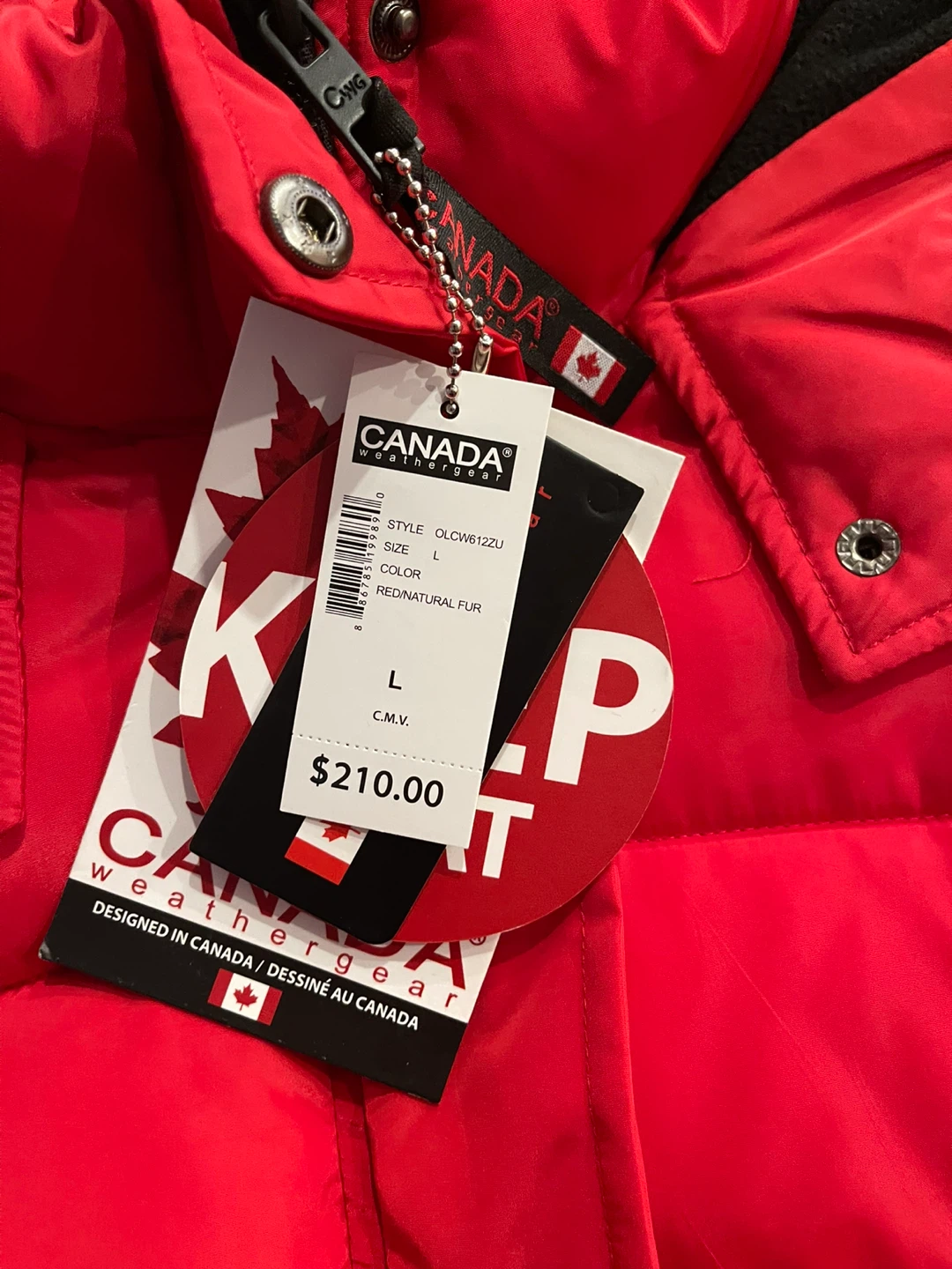 Canada Weather Gear Red Puffer Jacket - Size L - photo 3