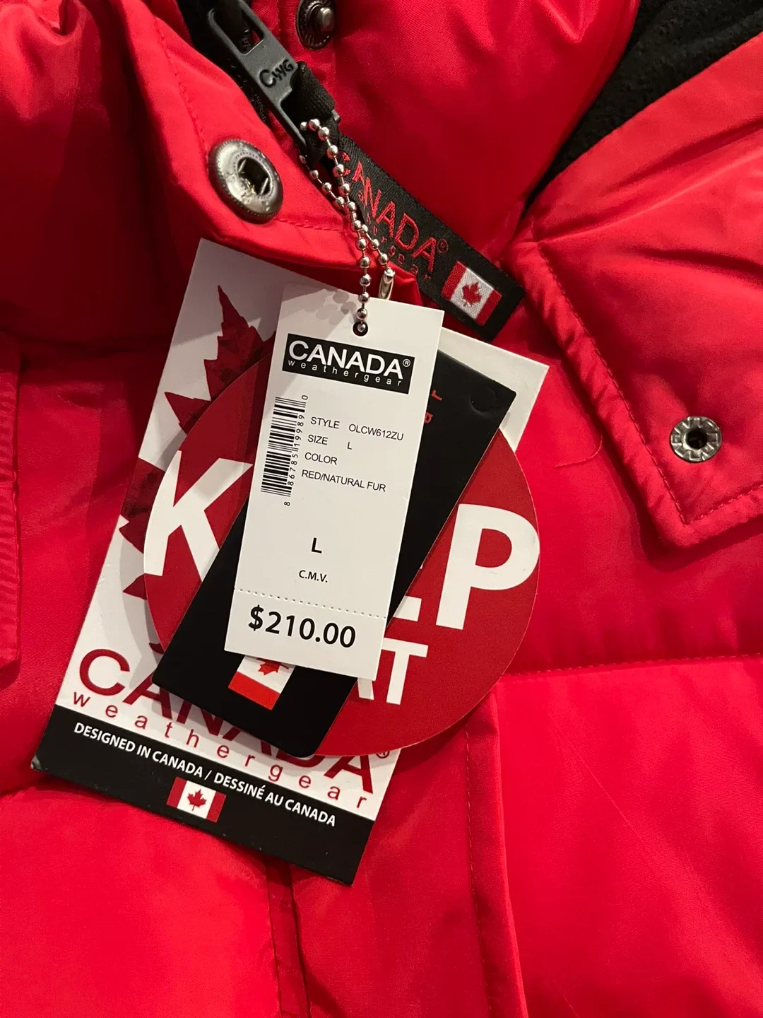 Canada Weather Gear Red Puffer Jacket - Size L image indicator(3)