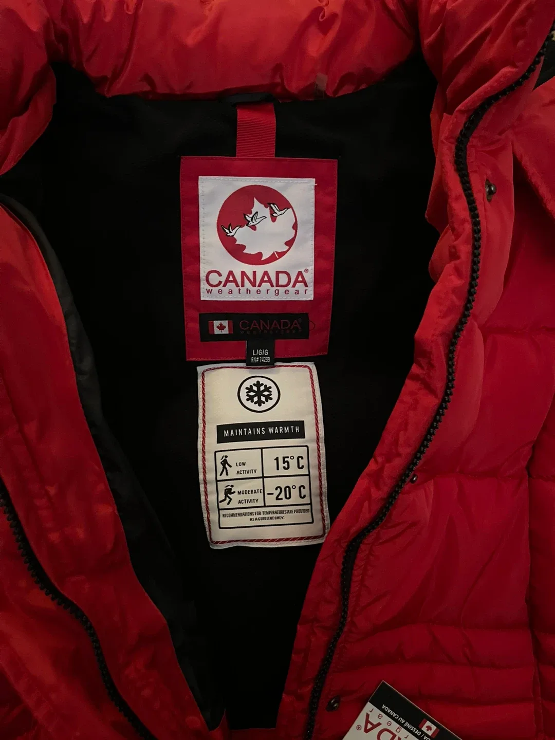 Canada Weather Gear Red Puffer Jacket - Size L image indicator(4)