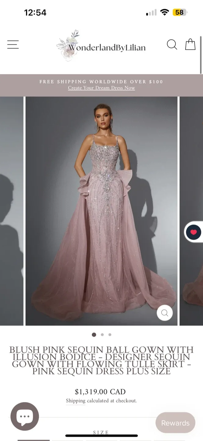 Wonderland By Lilian Blush Pink Sequin Ball Gown image indicator(5)