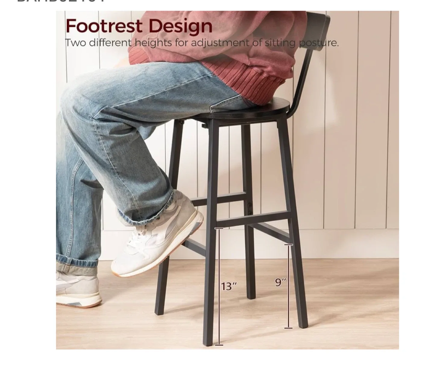 Set of 2 Black Bar Stools - 33.7" Height image indicator(6)