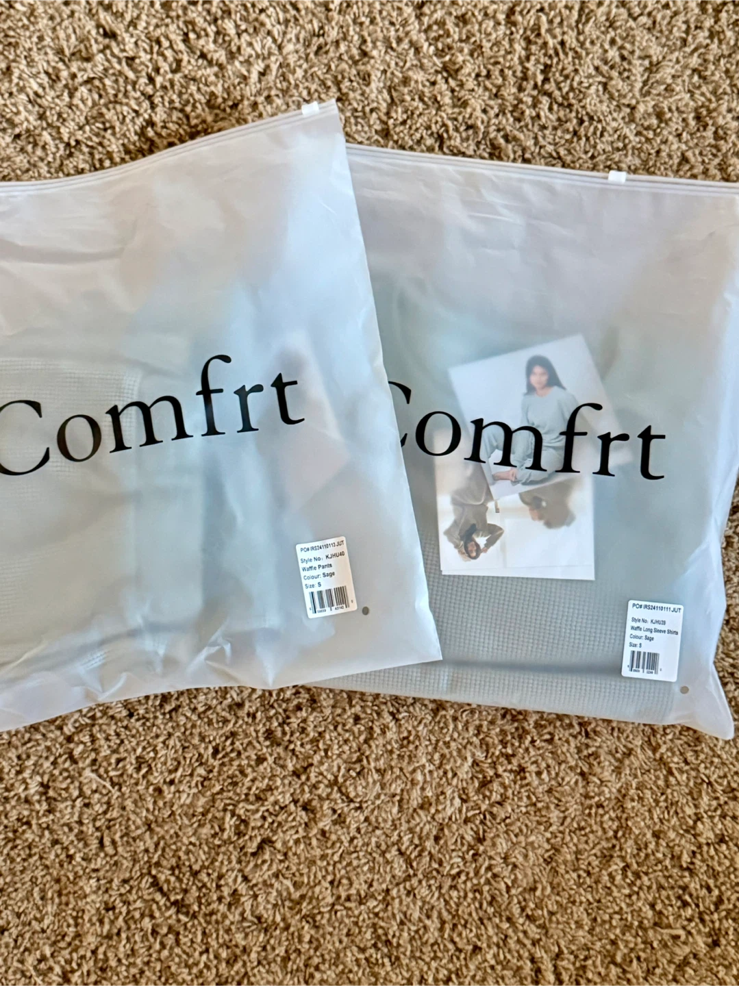 *New* Comfrt Sage Green Waffle Knit Set Size S - photo 5
