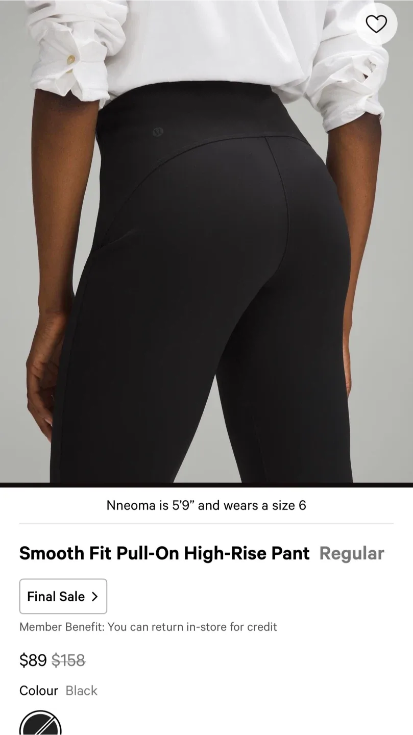 Lululemon Smooth Fit Pull-On High-Rise Pant Espresso Size 8 image indicator(4)