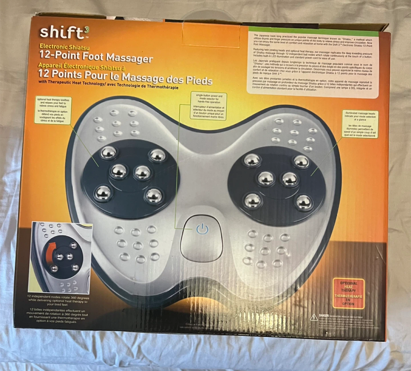 Shift 3 Electronic Shiatsu 12-Point Foot Massager - New