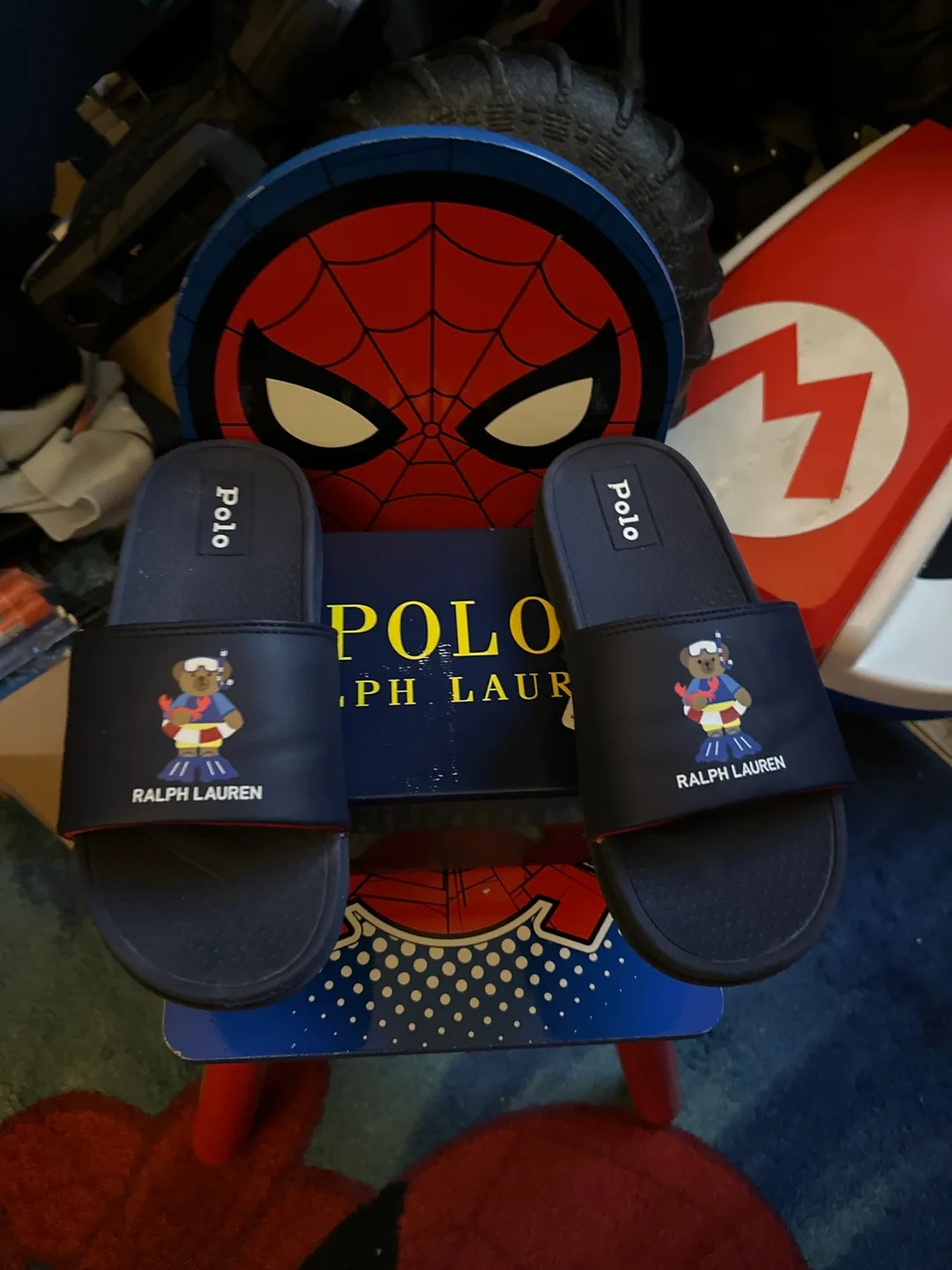 Polo Ralph Lauren Navy Blue Slides