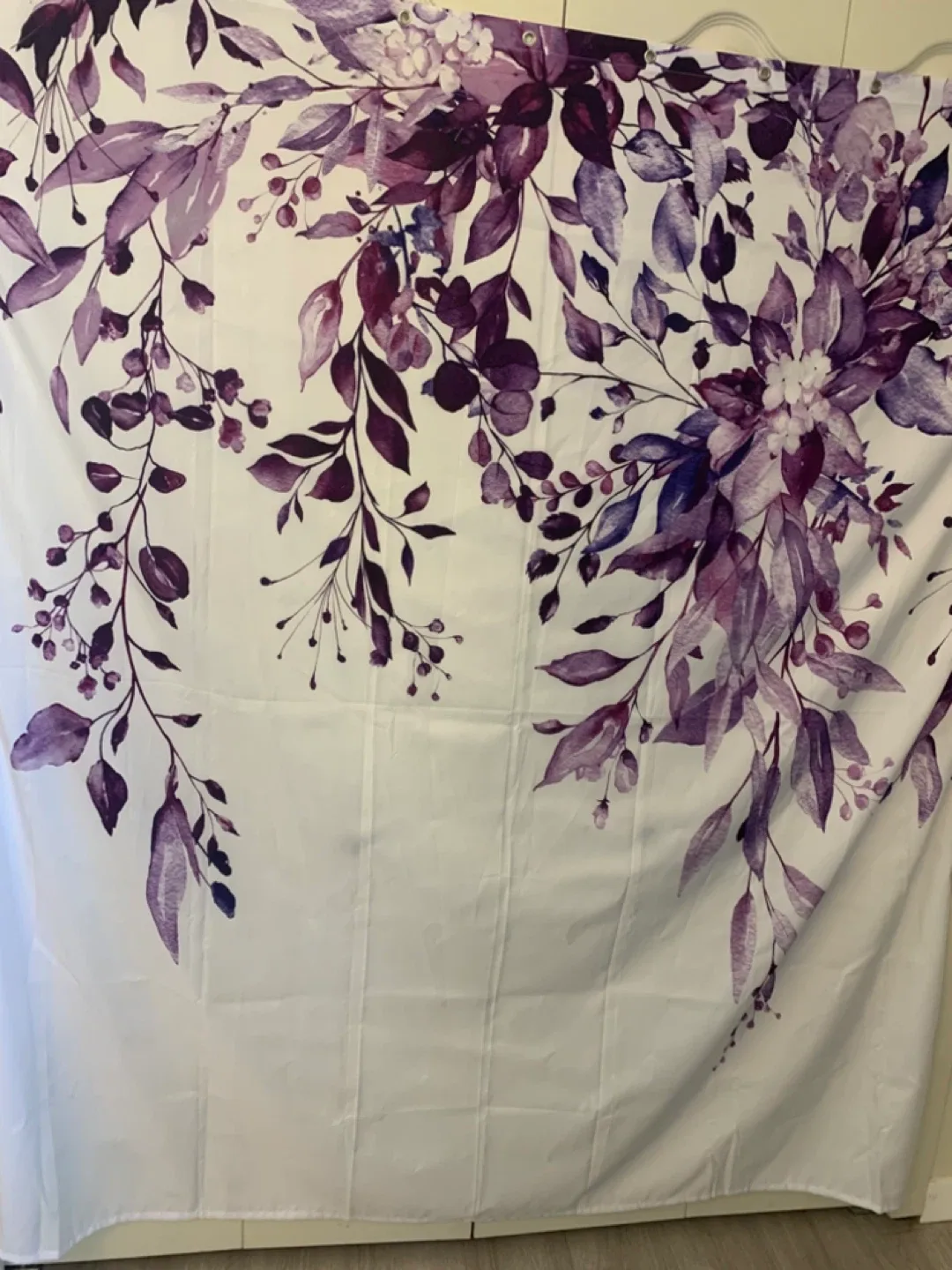 Beautiful purple and white shower curtain $16