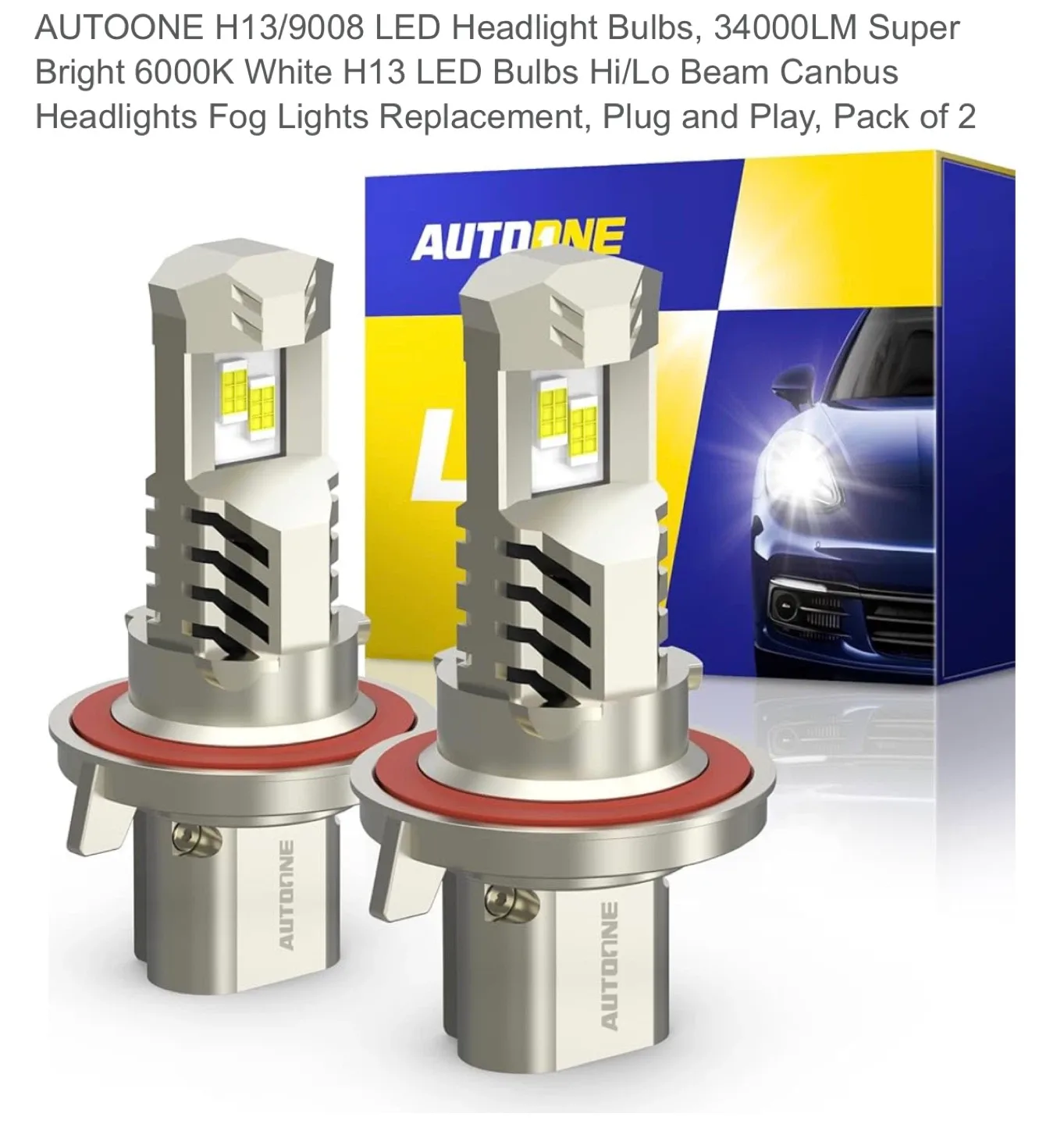 AUTOONE H13/9008 LED Headlight Bulbs - New thumbnail