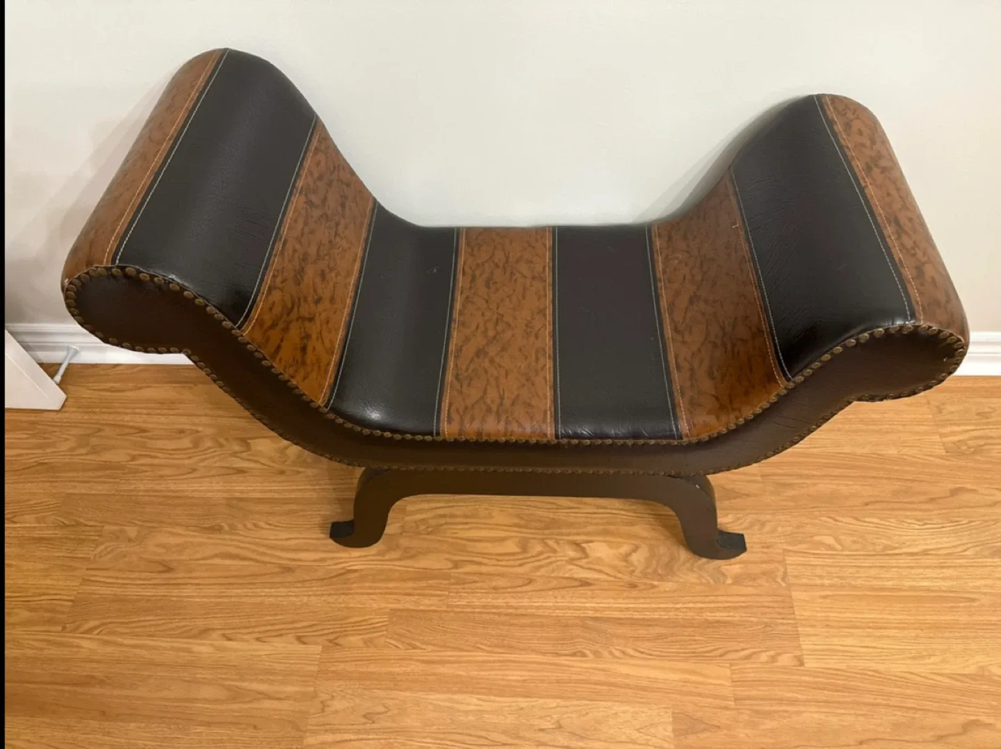 Unique Vintage Faux Leather Bench/Sette