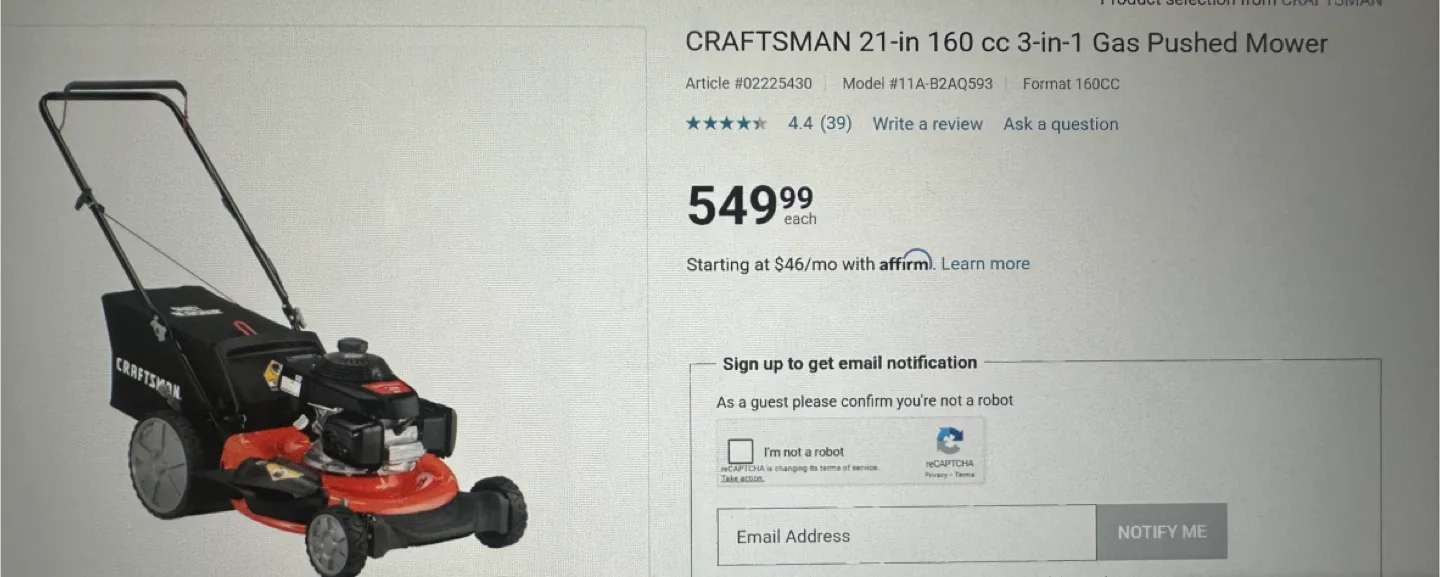 Lawn Mower - Honda Engine - Craftsman M140 21-in Gas Push Mower image indicator(2)