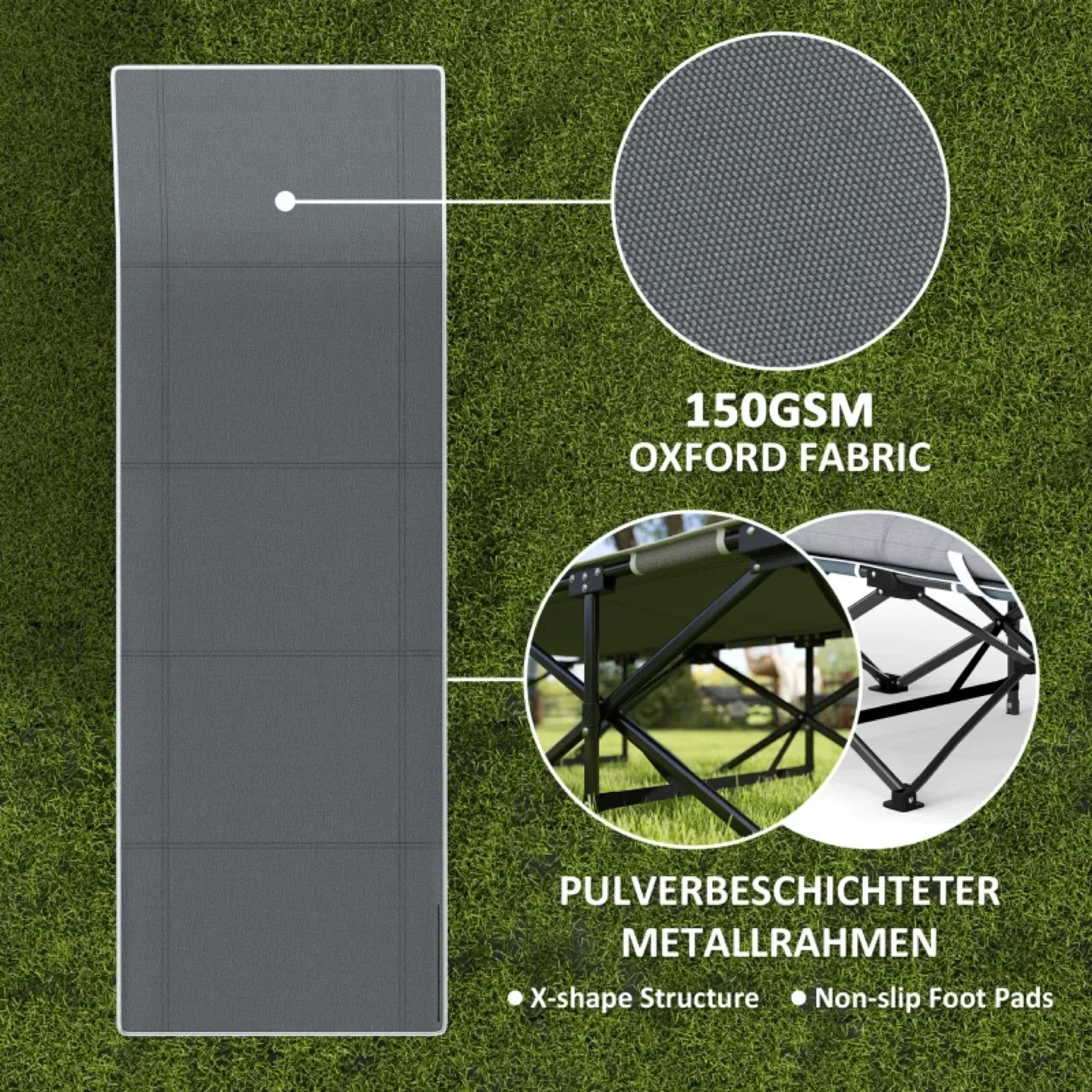 Outsunny Wide Folding Bed, Camping Cot with Mattress image indicator(6)