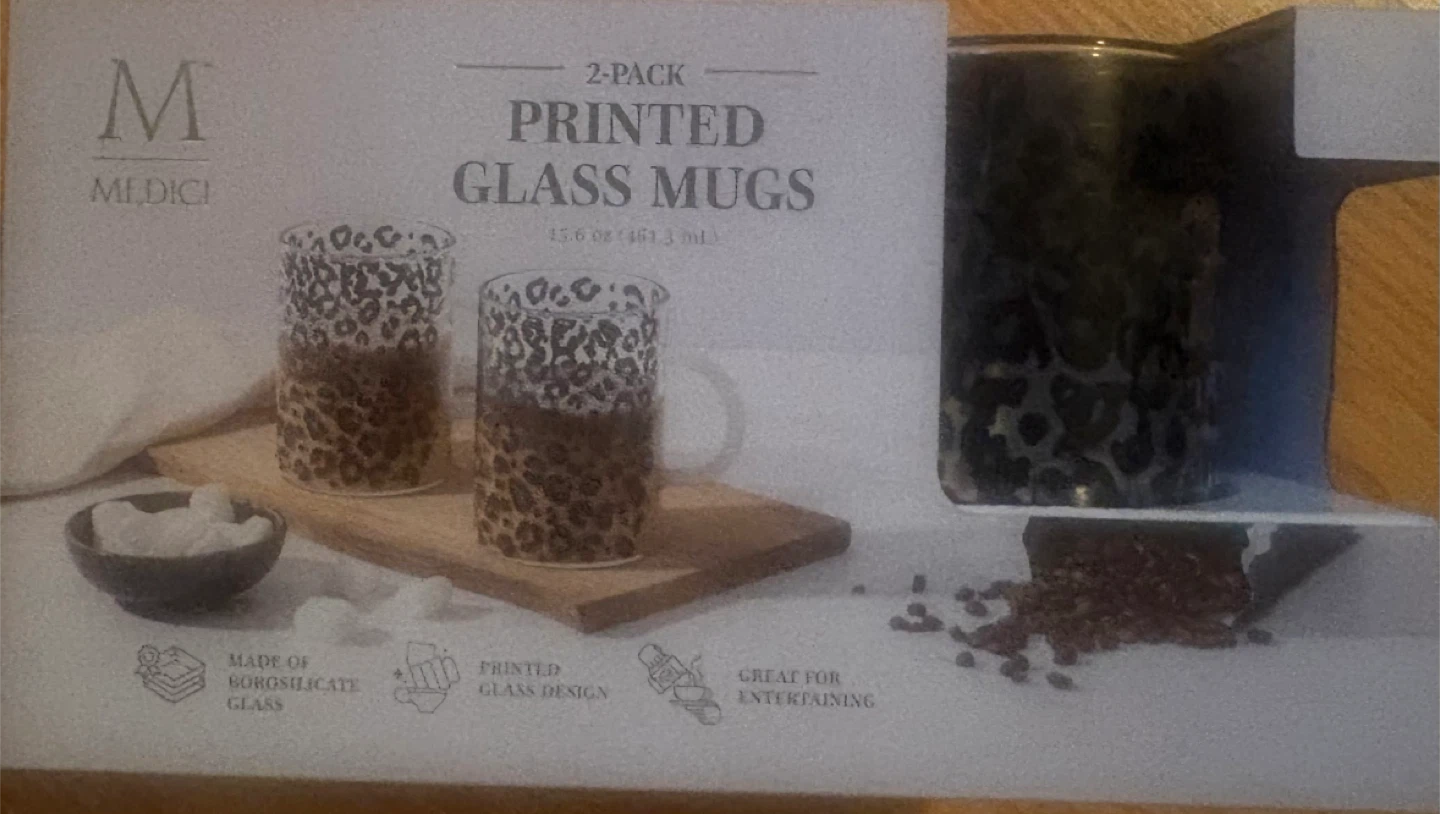 Medici Printed Glass Mugs - 2 Pack
