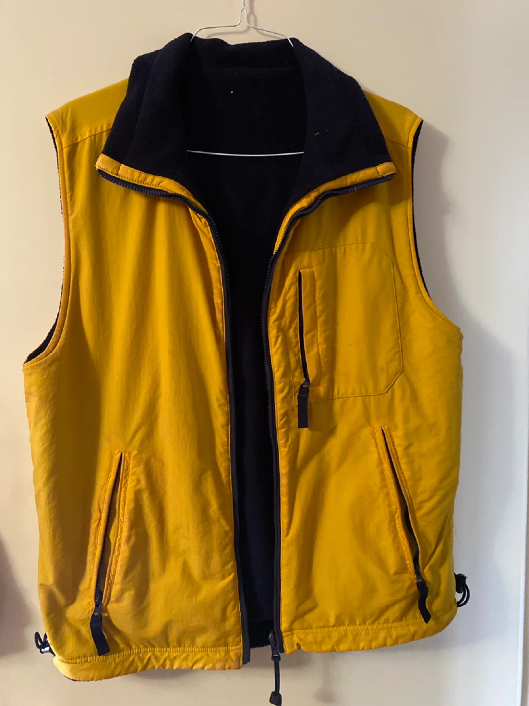 Reversible Fleece Vest - Yellow & Navy